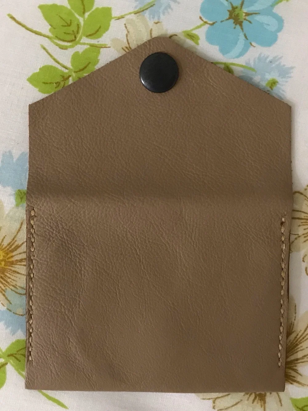 Handmade Genuije Leather Card Wallet - Taupe